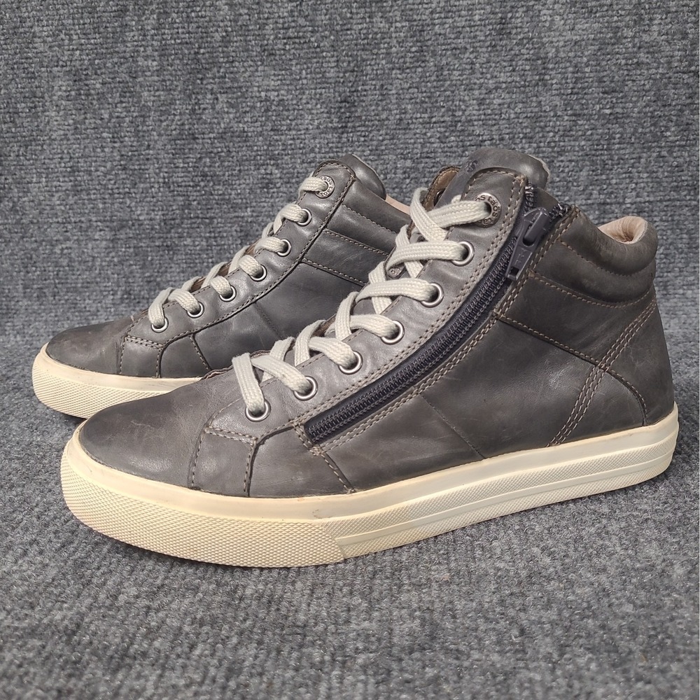 Taos Winner Women's US 8 High Top Leather Sneakers Gray Side Zip Comfort Shoes